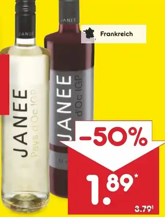 Netto Marken-Discount Janee Chardonnay, Merlot oder Syrah rosé Pays d'Oc IGP 0,75 Liter Angebot