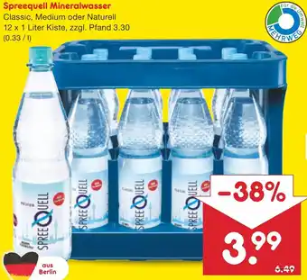 Netto Marken-Discount Spreequell Mineralwasser 12 x 1 Liter Kiste Angebot