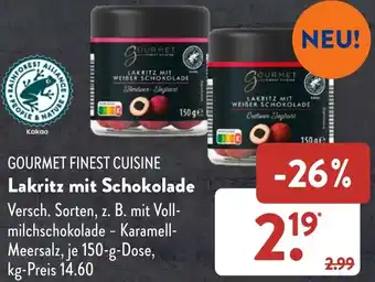 Aldi Süd GOURMET FINEST CUISINE Lakritz mit Schokolade 150 g Dose Angebot