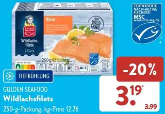 Aldi Süd GOLDEN SEAFOOD Wildlachsfilets 250 g Packung Angebot