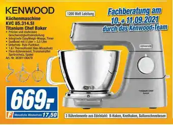 expert Techno Land Kenwood Küchenmaschine KVC 85.314.SI Titanium Chef Baker Angebot