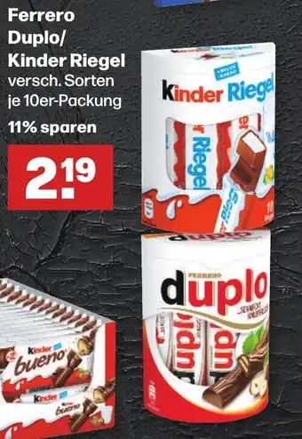 Handelshof Ferrero Duplo/ Kinder Riegel versch. Sorten je 10er-Packung Angebot