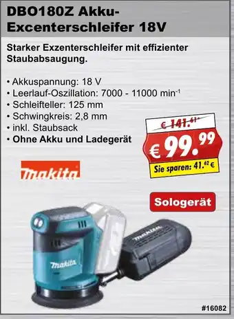 Stabilo Fachmarkt Makita DBO180Z Akku Excenterschleifer 18V Angebot