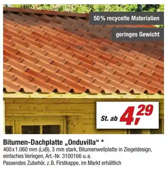 toom Baumarkt Bitumen Dachplatte Onduvilla Angebot