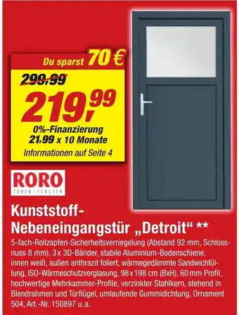 toom Baumarkt Kunststoff Nebeneingangstür Detroit Angebot