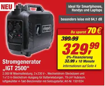 toom Baumarkt Stromgenerator IGT 2500 Angebot