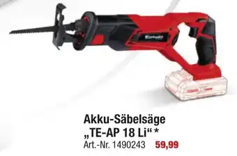 toom Baumarkt Akku Säbelsäge ,,TE -AP 18 Li" Angebot