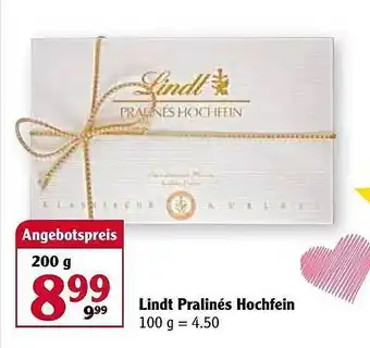 Globus Lindt Pralinés Hochfein Angebot