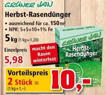 Thomas Philipps Grüner Jan Herbst Rasendünger 5kg Angebot