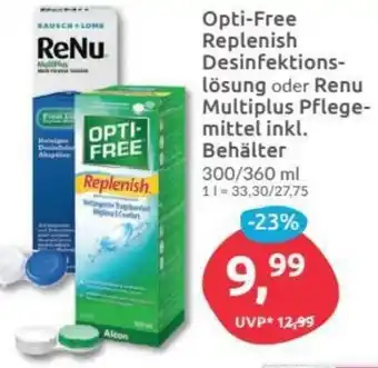 Budni Opti Free Replenish Desinfektionslösung oder Renu Multiplus Pflegemittel inkl. Behälter 300/360ml Angebot