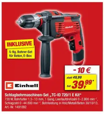 toom Baumarkt Einhell Schlagbohrmaschinen-Set ,,TC-ID 720/1 E Kit" Angebot