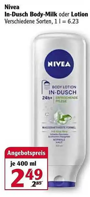 Globus Nive In-Dusch Body-Milk oder Lotion Angebot