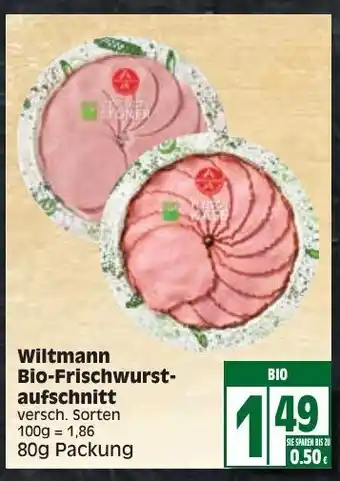 Edeka Wiltmann Bio Frischwurstaufschnitt 80g Angebot