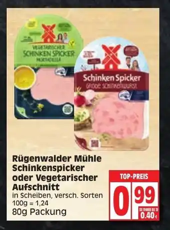 Edeka Rügenwalder Mühle Schinkenspicker oder Vegetarischer Aufschnitt 80g Angebot