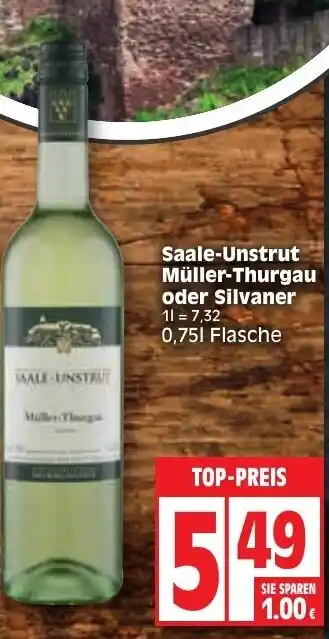 Edeka Saale Unstrut Müller Thurgau oder Silvaner 0,75L Angebot