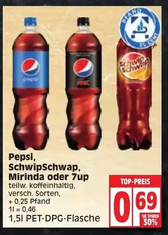 Edeka Pepsi, Schwip Schwap, Mirinda oder 7up 1,5L Angebot