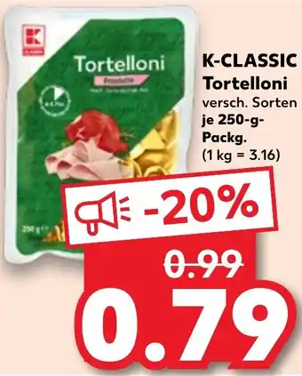 Kaufland K-CLASSIC Tortelloni 250 g Packg. Angebot