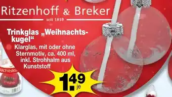 Krümet Sonderposten Ritzenhoff & Breker Trinkglas ,,Weihnachtskugel" Angebot