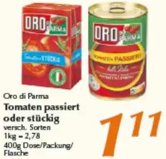 inkoop Oro di Parma Tomaten passiert oder stückig 400g Dose/Packung/ Flasche Angebot