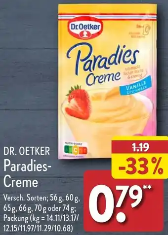 Aldi Nord DR. OETKER Paradies-Creme Angebot