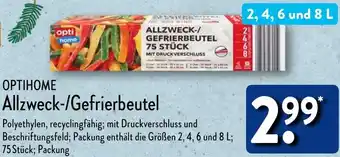 Aldi Nord OPTIHOME Allzweck/Gefrierbeutel Angebot