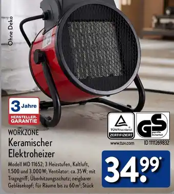 Aldi Nord WORKZONE Keramischer Elektroheizer Angebot