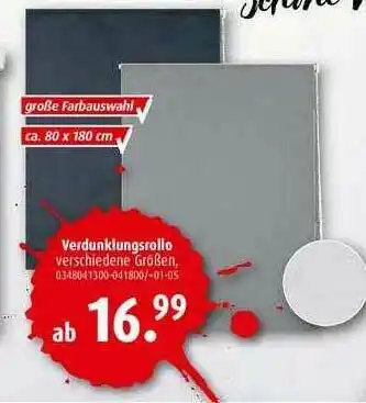 ROLLER Verdunklungsrollo Angebot