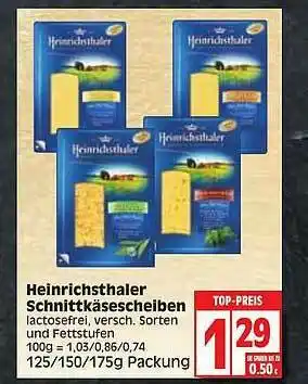 Edeka Heinrichsthaler Schnittkäsescheiben Angebot