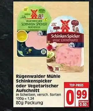 Edeka Rügenwalder Mühle Schinkenspicker Oder Vegetarischer Aufschnitt Angebot