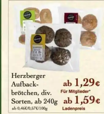 LPG Biomarkt Herzberger Aufbackbrötchen Angebot