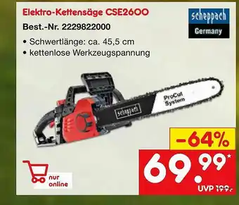 Netto Marken-Discount Scheppach Elektro-kettensäge Cse2600 Angebot