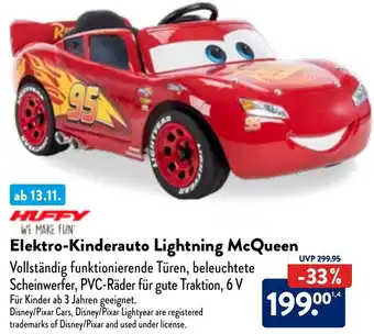 Aldi Nord HUFFY Elektro-Kinderauto Lightning McQueen Angebot