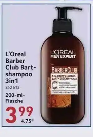 Selgros L'oreal Barber Club Bartshampoo 3in1 Angebot