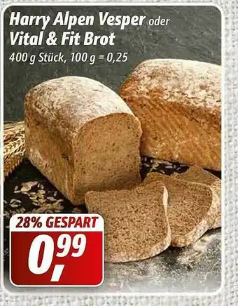 Simmel Harry Alpen Vesper Oder Vital & Fit Brot Angebot