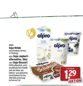 Wasgau Alpro Soja Drink Oder Soja Joghurt Aternative, Skyr Oder Soja Dessert Angebot