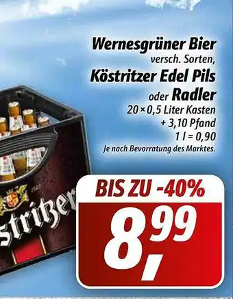 Simmel Wernesgrüner Bier, Köstritzer Edel Pils Oder Radler Angebot