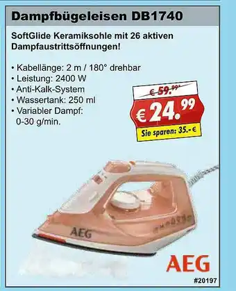 Stabilo Fachmarkt Dampfbügeleisen Db1740 Aeg Angebot