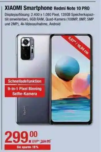 V Markt Xiaomi Smartphone Redmi Note 10 Pro Angebot