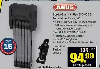 Zweirad Stadler Abus Bordo Granit X Plus 6500.85sh Faltschloss Angebot