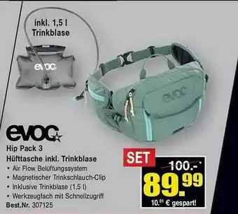 Zweirad Stadler Evoc Hip Pack 3 Hüfttasche Inkl. Trinkblase Angebot