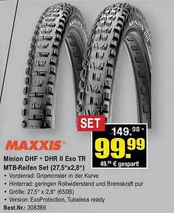 Zweirad Stadler Maxxis Minion Dhf + Dhr II Exo TR MTB-reifen Set Angebot