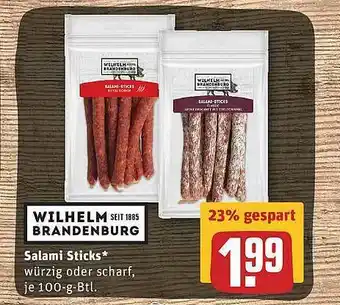 REWE Wilhelm Brandenburg Salami Sticks Angebot