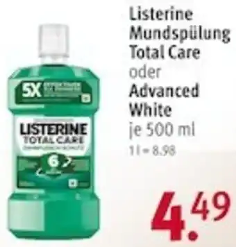 Rossmann Listerine Mundspülung Total Care oder Advanced White 500 ml Angebot