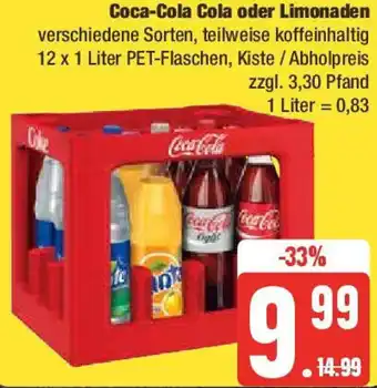 Marktkauf Coca-Cola Cola oder Limonaden 12x1 Liter Angebot