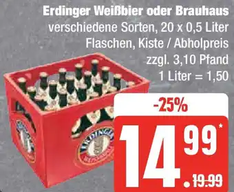 Marktkauf Erdinger Weißbier oder Brauhaus 20 x 0,5 Liter Flaschen Angebot