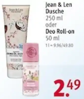 Rossmann Jean & Len Dusche 250 ml oder Deo Roll-on 50 ml Angebot