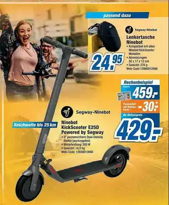 Expert Lenkertasche Ninebot, Ninebot Kickscooter Angebot