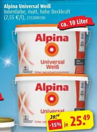 ROLLER Alpina Universal Weiß 10L Angebot