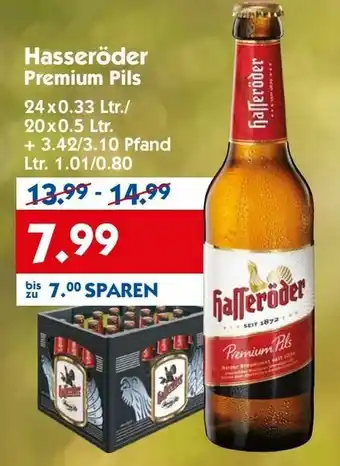 Hol'ab Getränkemarkt Hasseröder Premium Pils 24x0,33L/20x0,5L Angebot