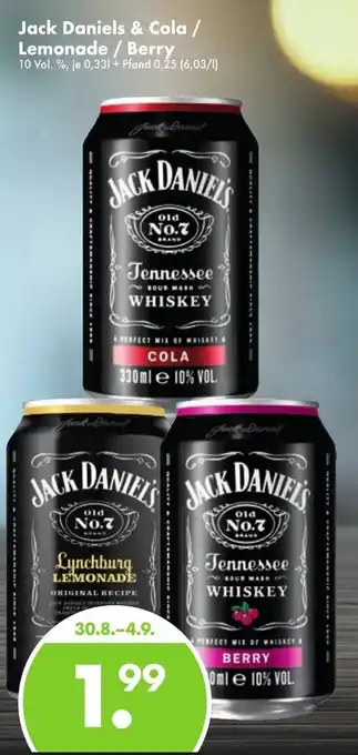 Trink und Spare Jack Daniel's & Cola/Lemonade/Berry 0,33L Angebot